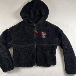 Texas Tech Red Raiders Jacket Girls Large Black NCAA Football Sherpa Colosseum